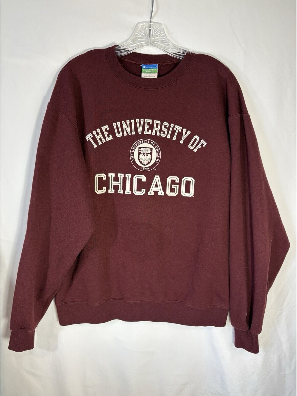 Champion 2009 University of Chicago Sweatshirt L Maroon Crewneck College Logo